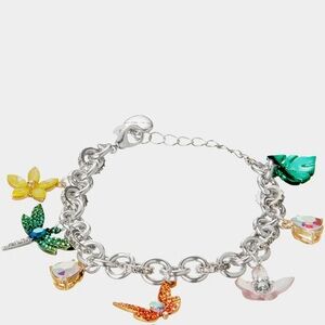NEW Betsey Johnson GARDEN GLAM DRAGONFLY GARDEN CHARM BRACELET MULTI 7.5-9”